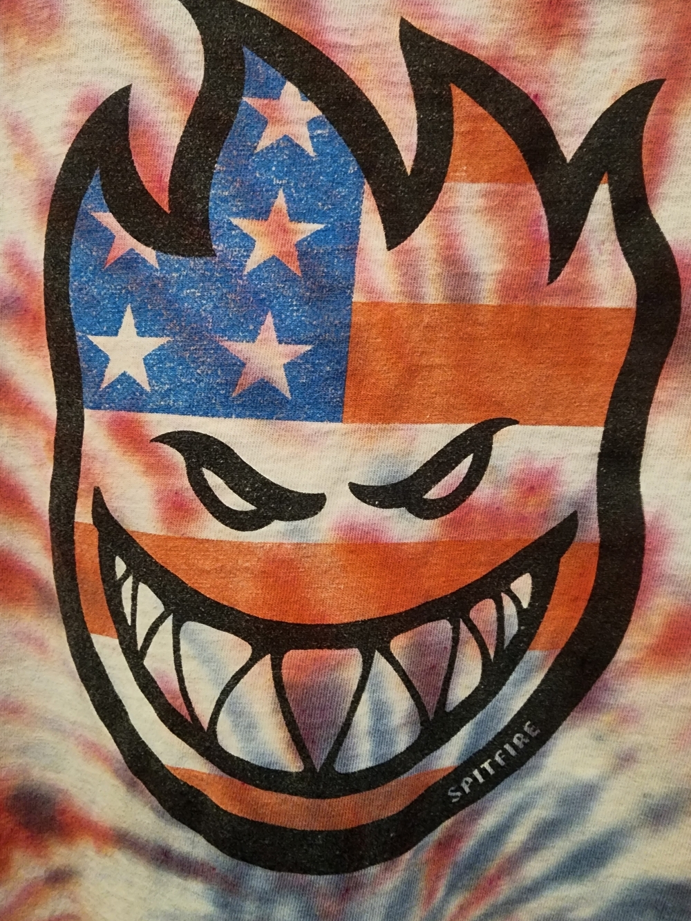 Spitfire Tie Dye T Shirt USA Graphic Skate Streetwear Tee Y2K Style